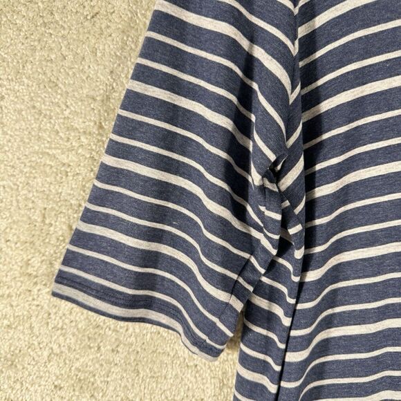 Eileen Fisher Tunic Navy Gray Stripe Womens Medium Round Neck Stretch Shirt Top - Picture 6 of 11